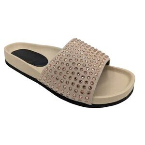 NEW JW Anderson Suede Crystal Embellished Slides Beige  NWOT - Size 9